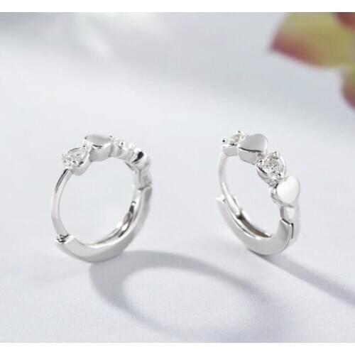 Stylish Jewelry Earrings Sterling Love Heart Cubic Zirconia Cuff Earrings Small Hoop Hypoallergenic Stud For Female Teen Girls