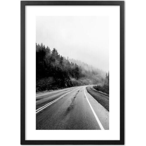Nordic Black White Highway Landscape Wall Art Print Paper Painting Nordic Poster And Prints Wall Pictures For Living Room Decor
