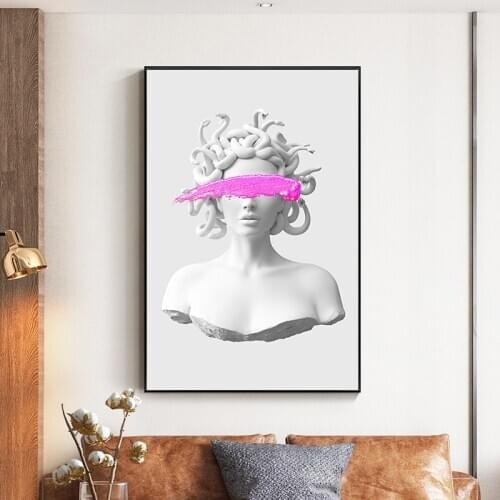 Sculpture of Medusa Canvas Wall Art Posters Graffiti Art Canvas Paintings on The Wall Pictures for Living Room Decoration