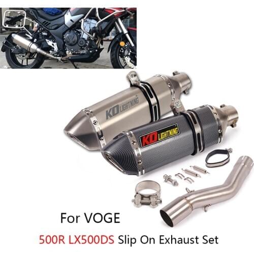 Slip On Exhaust Set for Voge 500DS 500R LX500DS Motorcycle Exhaust Pipe 51mm Muffler Escape Middle Link Pipe Reserve Catalyst