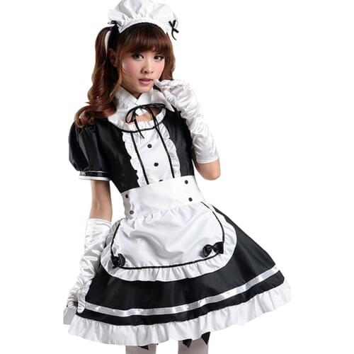 Sexy French Maid Costume Sweet Gothic Lolita Dress Maid Cosplay Costume Dress Costumes For Womenshort Sleeve Anime Outfit