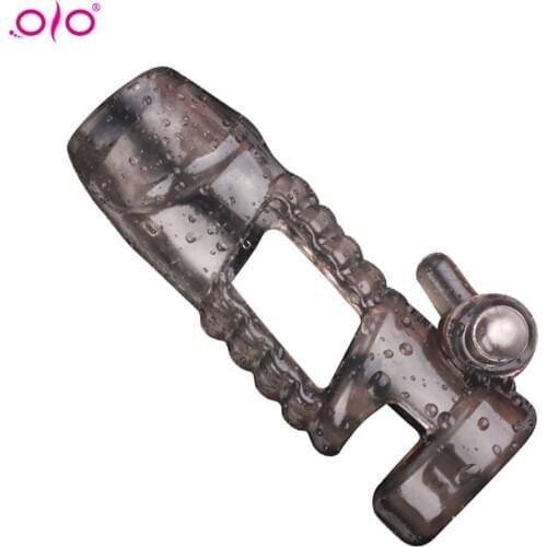 OLO Highly Elastic Penis Extender Sleeve Reusable Silicone Condoms Delay Ejaculation Penis Massage Erotic Toys Intimate Goods
