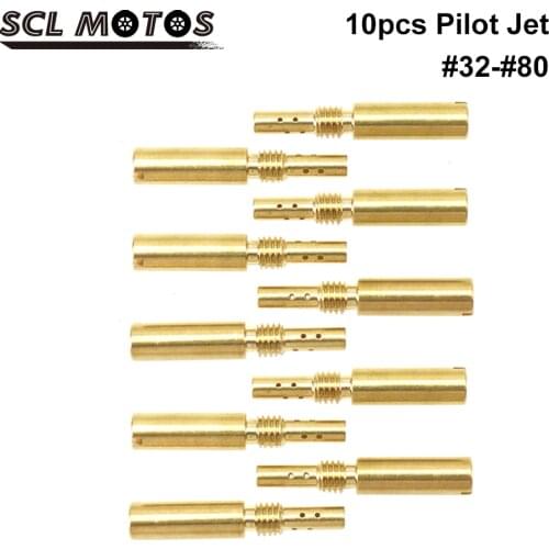 SCL MOTOS 10pcs/set Carburetor Pilot Jet M5 5mm #32-#80 Slow Idle Jet Thread Injector Nozzle For Motorcycle KEIHIN Carburador
