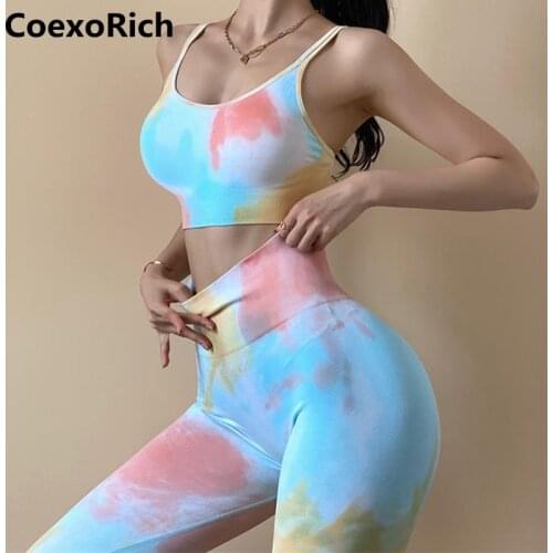 Sport Set Women Fitness Gym Clothing Yoga Suit Seamless Crop Tank Top Running Tights Leggings Workout Bra Sportswear Tracksuit