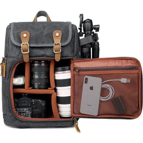 Camera SLR Camera Bag Backpack Waterproof Mens Batik Canvas Bag Outdoor Wear-resistant Storage Bag