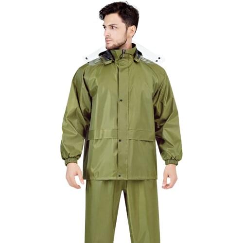 Thick Waterproof Raincoat Pants Polyester Set Green Overall Men Bicycle Raincoat Hiking Camping Poncho Hombre Rain Tools DM50R