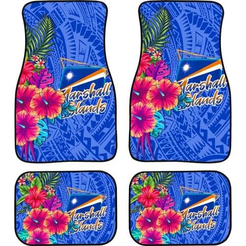 Universal Car Floor Mats Polynesian Hibiscus 3D Print Pohnpei Auto Car Floor Mats Set Auto Interior Styling Non Slip Carpet Mat