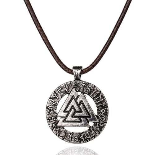 Vintage Amulet Pagan Pendant Odin 's Symbol Of Norse - Warrior Men Necklace Slavic Norway Valknut Scandinavian Jewelry