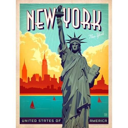 Vintage New York NY Statue of Liberty Bumper Sticker (Bumper Lady Immigration NYC)