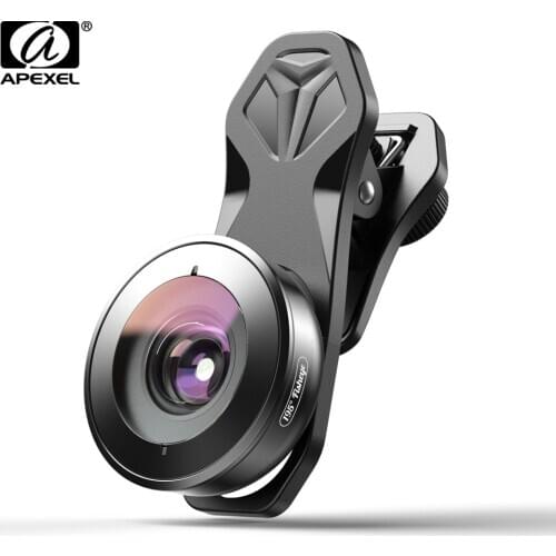 APEXEL High quality mobile lens HD 195 degree super fish eye fisheye lentes 4k phone camera lenses for iPhone 7 8 X Xiaomi phone