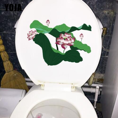YOJA 22.6X16CM Simple Lotus Classical Art Home Room Decoration Wall Sticker Toilet Seat Decal T1-1459