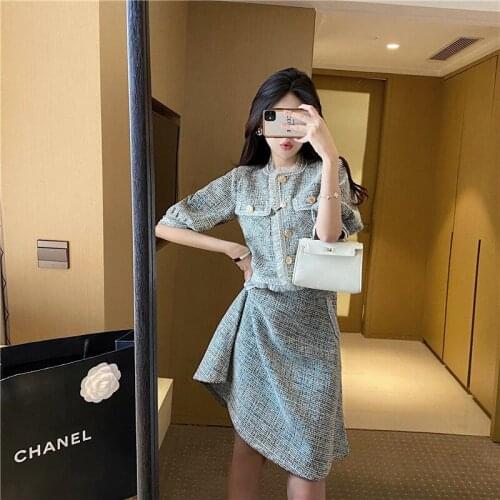 Summer Fashion Temperament French Slim-Fit Coat And Sweet Skirt Two-Piece Sets Female