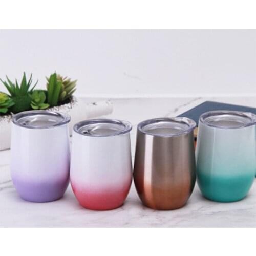 12oz Gredient Wine Tumbler Ombre Color With Sealed Lids Water Cups Insulated Beer Mugs For Party Gift