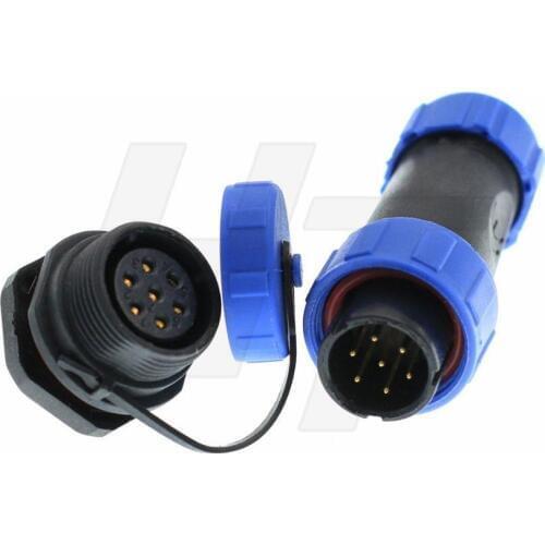 2set SP13 7Pin Circular Cable Connector Male Plug & Rear install Female Socket Waterproof IP68 Connector