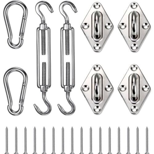 20PCS Stainless Steel Triangle Tent Sun Shade Sail Fixing Part Home Garden Sun Sail Awning Tent Installation Tool Accessories