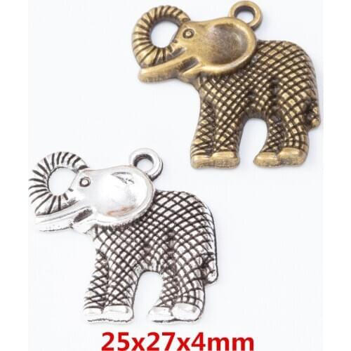 25 pieces of retro metal zinc alloy elephant pendant for DIY handmade jewelry necklace making 7493