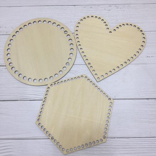 3pieces7.9inch circle heart Hexagon laser cut wooden bottom base for basket unfinished wooden handmade wood craft cross stitch