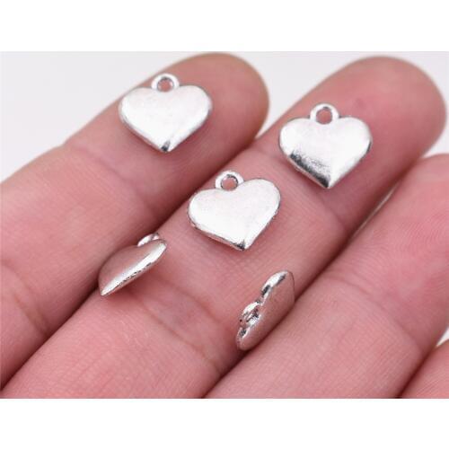 30pcs/lot 12x11mm Antique Silver Plated Cute Heart Charms Pendant DIY Handmade Jewelry Accessories