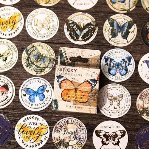 46Pcs/Set Boxed Hot Stamping Stickers Retro Series Diy Scrapbooking Diary Planner Decoration Sticker Album Stationery Supplies