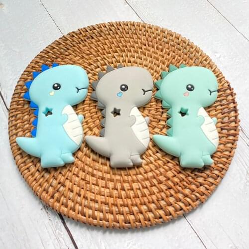 5/10pcs Silicone Teethers Cartoon Dinosaur Shape BPA Free Tiny Rod Food Grade Silicone Baby Teethers Teething Toy