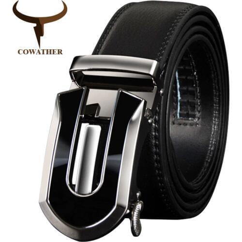 COWATHER 2019 men belt cow genuine leather strap male luxury belts for men new arrival fashion classical automatic buckle strap
