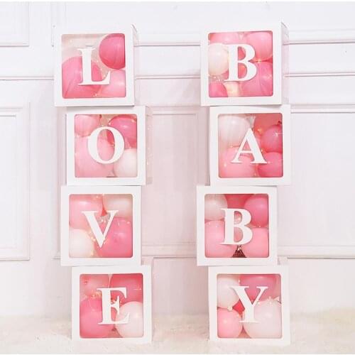 Baby Shower Decorations Boy Girl Transparent Box 30Cm First 1St Birthday Party Decorations Kids Name Customize Balloon Box
