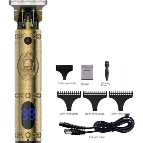 Men Unique Retro Oil Head Electric Clippers LCD Digital Display Household Engraving Hair Clipper Hair Salon Special
