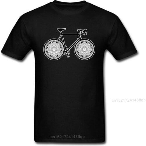 Hip Hop Tshirt Mandala Bicycle T Shirt Print Men Top T-shirts 2018 Hot Sale Summer Tees Black Clothes Cotton High Quality