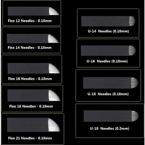 200pcs Tattoo Needles Agulhas Tebori 12 pins 12 Flex Microblading Curved Blades For Permanent Make Up Manual Eyebrow Pen