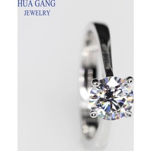 925 Sterling Silver Ring Fine Jewelry Anniversary Wedding Rings for Girlfriend Main Stone Round 0.4ct~1.5ct D Color Moissanite