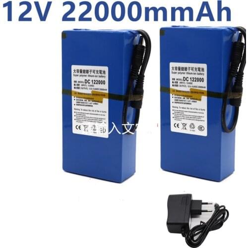 2pcs new DC 12v 22000 mah lithium ion rechargeable battery, high capacity ac power charger with 4 kinds of traffic +Free shippin