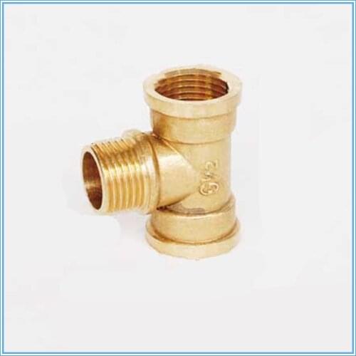 Copper Tube Fittings Tee Female /Male /Female 1/8" 1/4" 3/8" 1/2" Thread Brass Coupler Connector Fittings gas water oil adapter