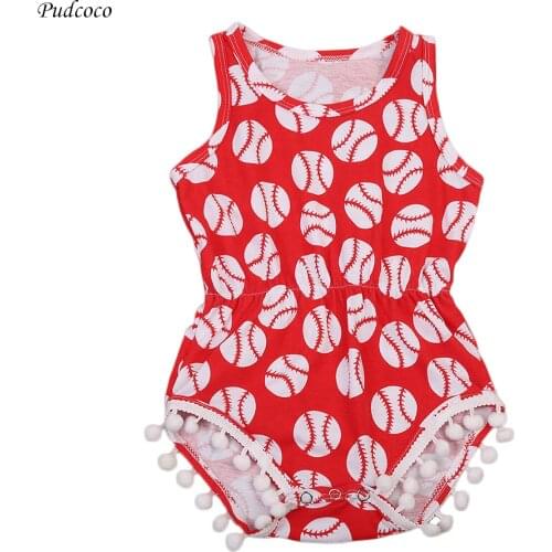 Sweet Football Print Baby clothing Newborn Baby Girl Sleeveless Romper Jumpsuit Toddler Summer Clothes Outfit