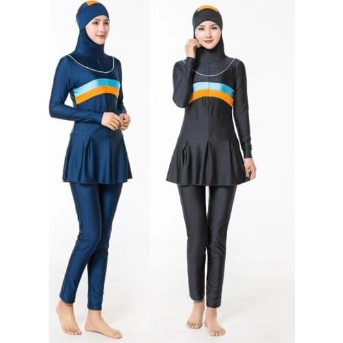 Muslim Swimwear Women Arabic Islamic Full Coverage Beach 2 Piece Suit Hijab Hooded Swimsuit Modest Swim Surf Wear Sport Burkinis
