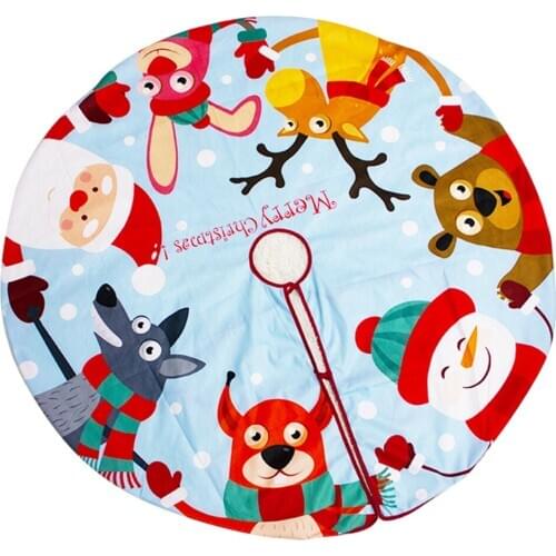 Newest Arrival Christmas Tree Skirt Cute Santa Claus Reindeer Snowman Print Tree Mats for Home Decoration