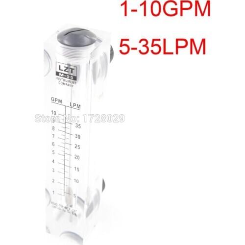 Panel Water Flow Meter Liquid Rotameter Flowmeter 5-35LPM 1-10GPM