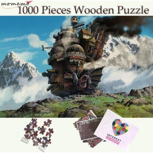 MOMEMO Howls Moving Castle Wooden Puzzle 1000 Pieces Customized Jigsaw Puzzles Toys Adults Teenagers Kids Cartoon Puzzle Games
