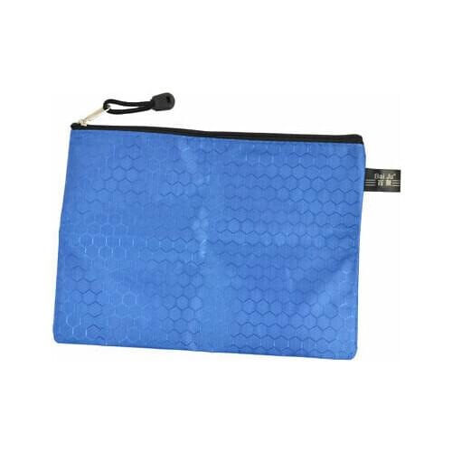 Portable Rectangle Dark Blue Zipper Closure A5 Paper Files Organizer Storage Bag
