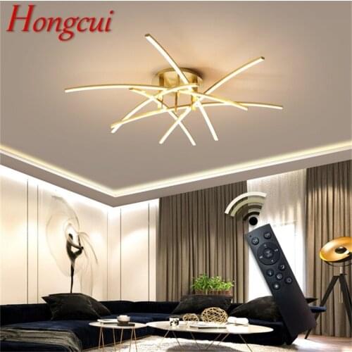 Hongcui Chandelier Ceiling Light Fixtures with Remote Control Dimmable 220V 110V Modern Decorative For Home Living Room Dining
