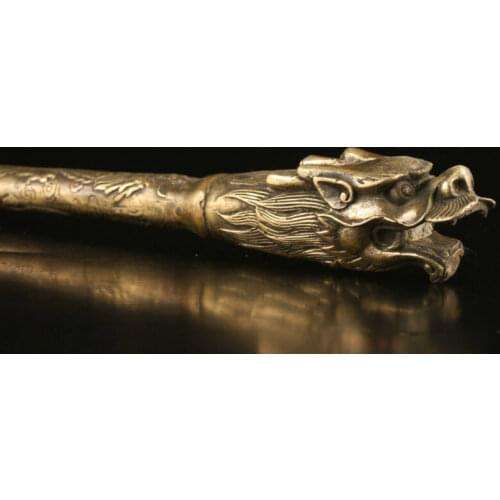 SUPERB COLLECTION VINTAGE DECORATION BRASS CASTING LIFELIKE DRAGON SHOE HORN