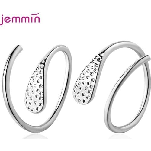 Simple Exquisite Sparkling Single Wave Row Cubic Zircon Hoop Earrings 925 Sterling Silver Silver Wave Earrings Women Girls Gifts