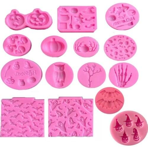Halloween series silicone mold witch pumpkin ghost claw skull horror fondant cake chocolate baking mold diy clay modeling tool-2