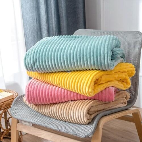 Super Soft Quilted Flannel Blankets for Beds Solid Striped Mink Throw Sofa Cover Bedspread Winter Warm Blankets Best Selling2021