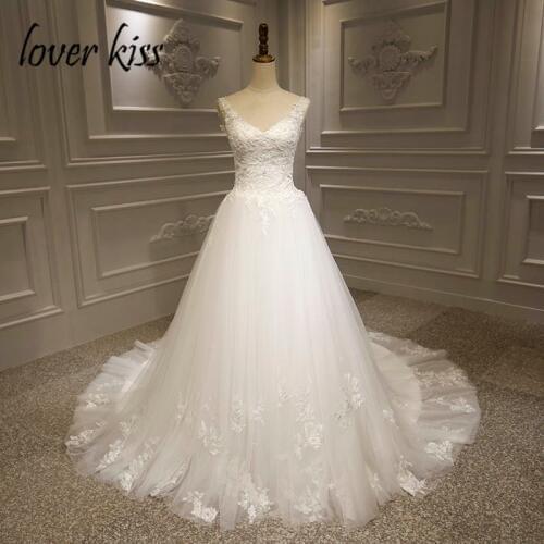 Lover Kiss Vestido De Noiva Boho Wedding Dress 2020 Lace Beaded V-Neck Plus Size Bohemian Bridal Gowns Robe De Mariee