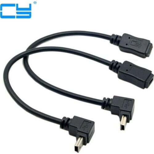 90 Degree Up & Down Direction Angled Mini USB 5 Pin Male to Female Extension Cable 0.2m 20cm