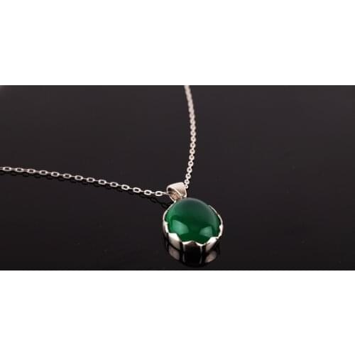 UM US JEWELRY Emerald Cubic Zirconia 925 Sterling Silver Necklace