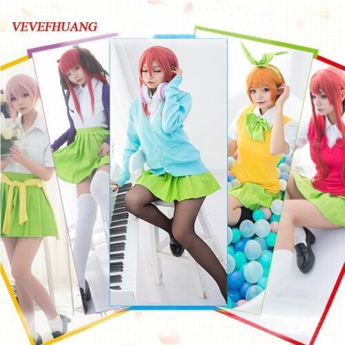 VEVEFUANG Anime Gotoubun no Hanayome Cosplay Costume Ichika Nino Nakano The Quintessential Quintuplets Girl School Uniform Party