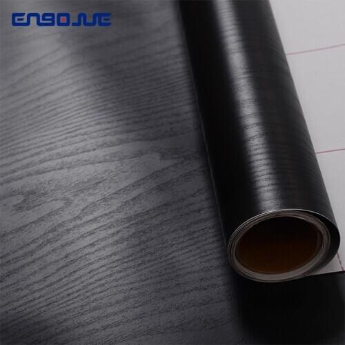 Black Decorative Film Waterproof Self-adhesive Wallpaper Old Furniture Wardrobe Desk Renovation Sticker Wood Grain Wall Stickers