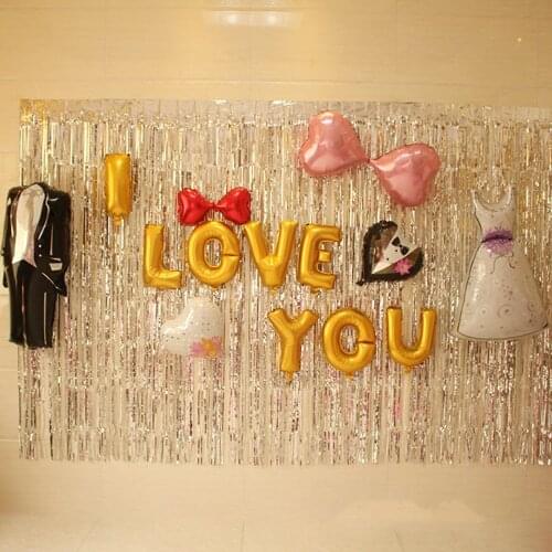 Shiny Foil Curtain Fringe Curtain with Double-sided Adhesive Tape for Birthday Party Wedding