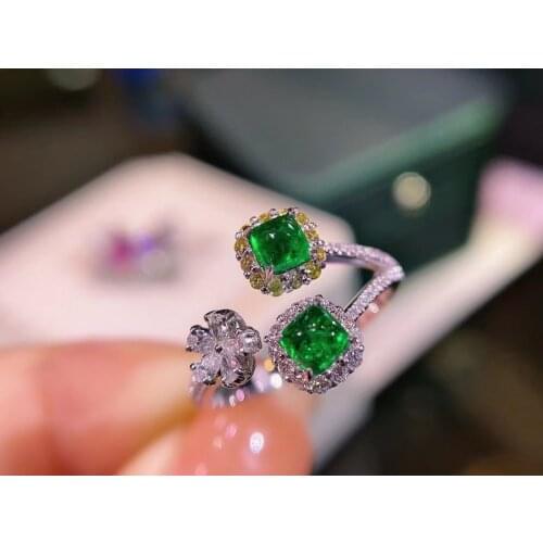 H701 Emerald Ring 0.7ct Pure 18K Gold Jewelry Colombia Vivid Green Emerald Gemstone Diamond Female Rings for women Fine Ring